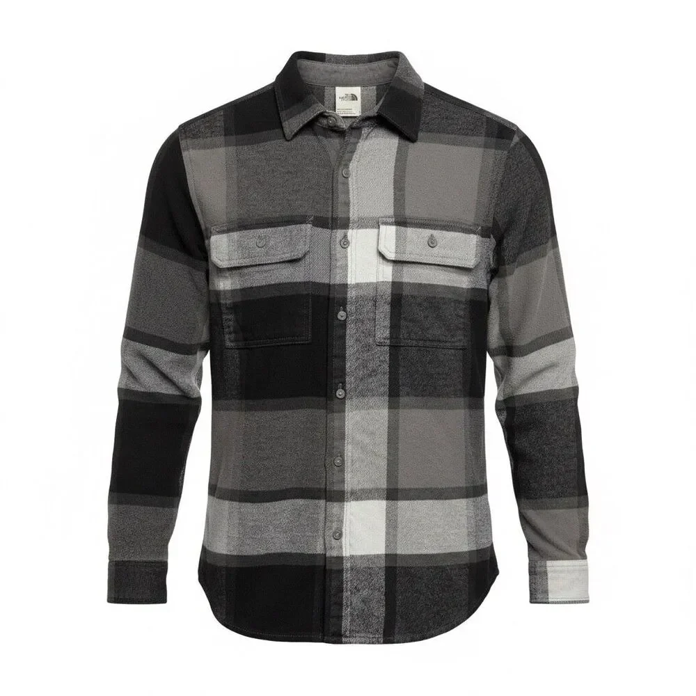 The North Face Flannel Shirt Men's Size Small Heavy Black/Gray Plaid Never Worn